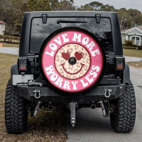 Love more worry less spare tire cover for camper with or without camera hole, le