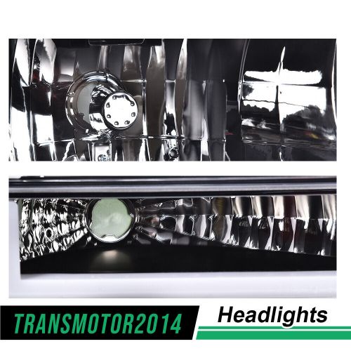 1pair headlights fit for 1992-1996 ford f150 f250 f350 dual led drl bumper lamp