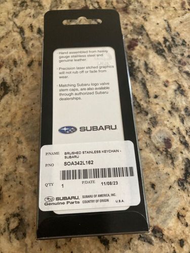 Subaru brushed stainless  logo key chain  new in packaging