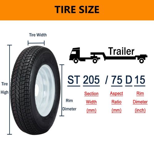 St205/75d15 set of 4 trailer tire and wheels 6pr load range c 15in fuel-saving