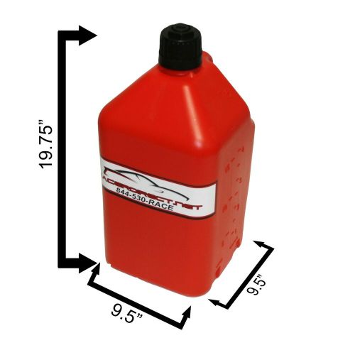 Utility fuel dump jug 5 gallon with fill hose red easy to use 2 handle