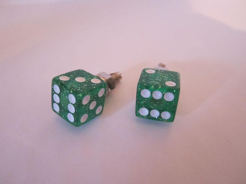 Green  glitter dice plate bolts for any hot rat or street rod