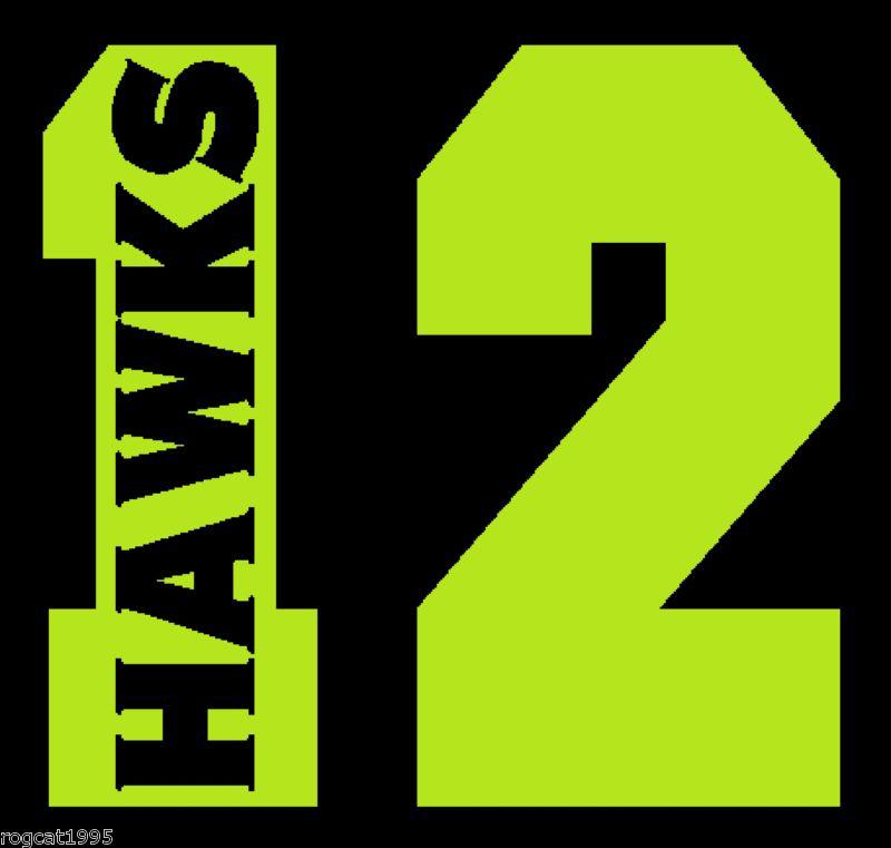 Seahawks 12th hawks fan man lime green vinyl die cut decal sticker wilson lynch