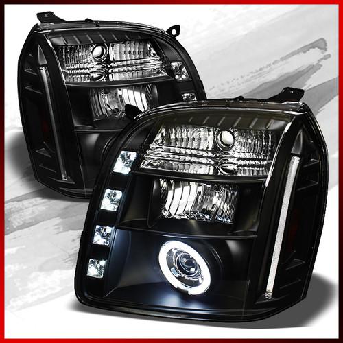 07-13 gmc yukon twin halo led projector headlights black replacements set pair