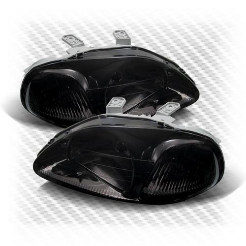 Smoked 96-98 honda civic euro corner headlights smoke head lights pair set lamp