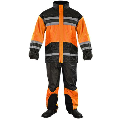 Xelement 2-piece bone dry black/neon orange rainsuit