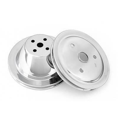 Mr. gasket pulleys chrome chevy sb single upper groove double lower long water