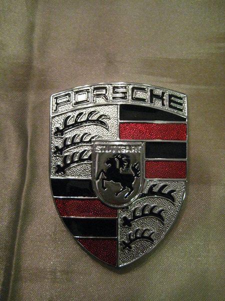 Porsche replica front grill fender hood alloy metal emblem badge logo silver