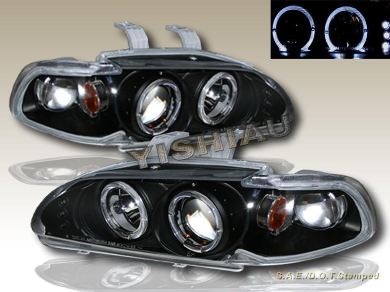 1992 1993 1994 1995 honda civic projector headlights twin halo led black 2/3door