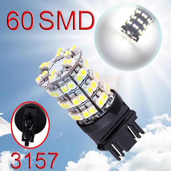 3156 3157 pure white 60 smd stop tail brake turn led car light bulb lamp