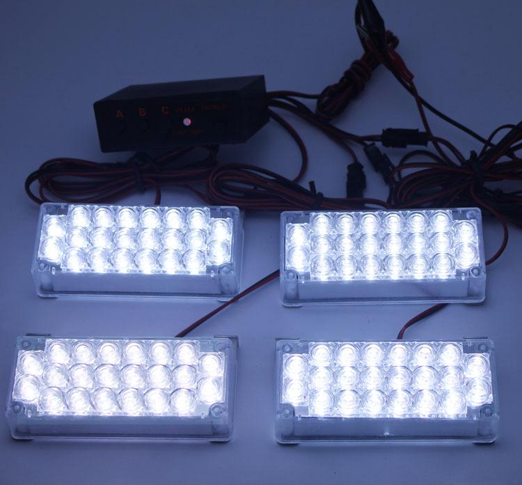 4 x 22 led white auto strobe flash lights emergency grill warning light 3 mode