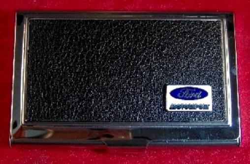 Ford motorsport - stainless steel & leather business card case