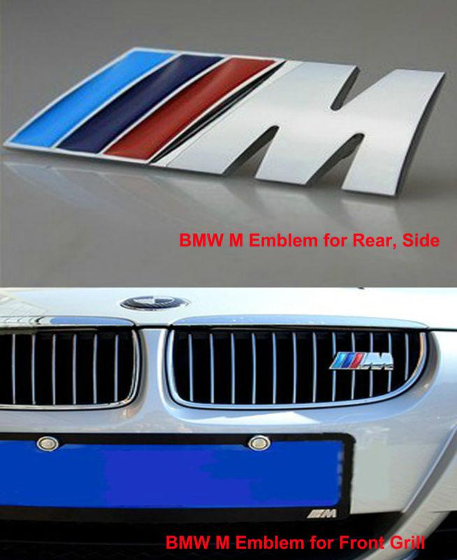 For bmw m power 3d front grill grille& rear decal badge emblem sticker alloy 