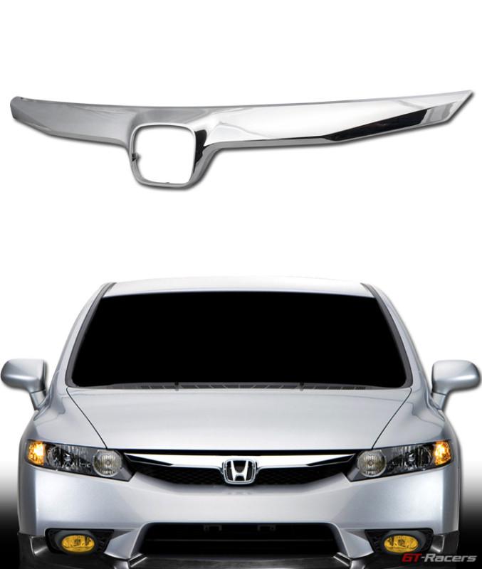 Chrome oe front grill grille plastic molding trim cover 2009-2011 honda civic 4d