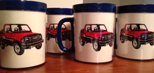 Suzuki samurai genuine accessory 1986 coffie mug set of 4 nos rare