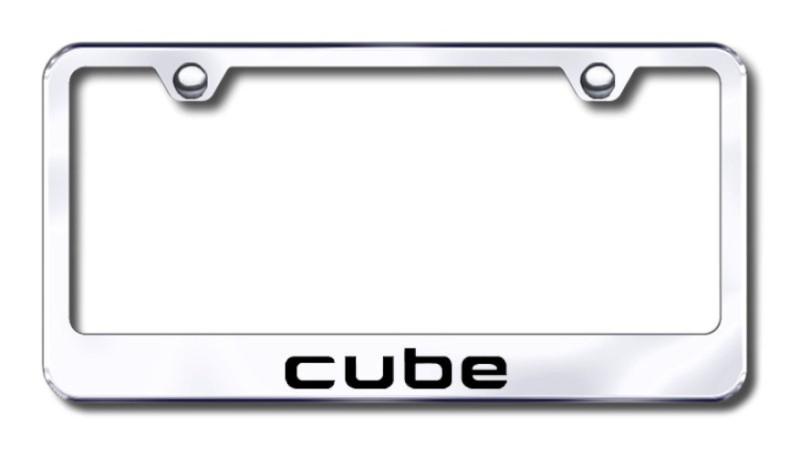 Nissan cube  engraved chrome license plate frame -metal made in usa genuine