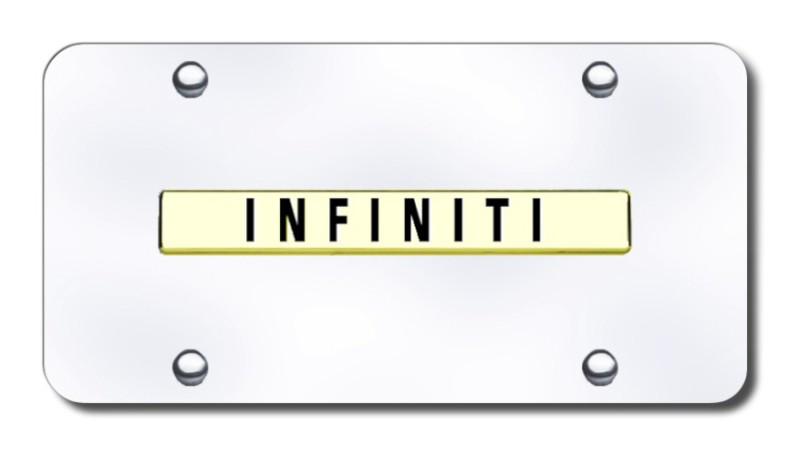 Infiniti name gold on chrome license plate made in usa genuine