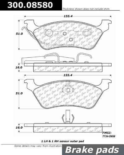 Centric 300.08580 brake pad or shoe, rear-premium semi-met pads w/shims