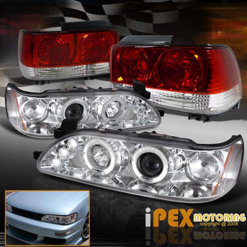 Toyota corolla chrome halo led projector head light + euro tail lamps combo set