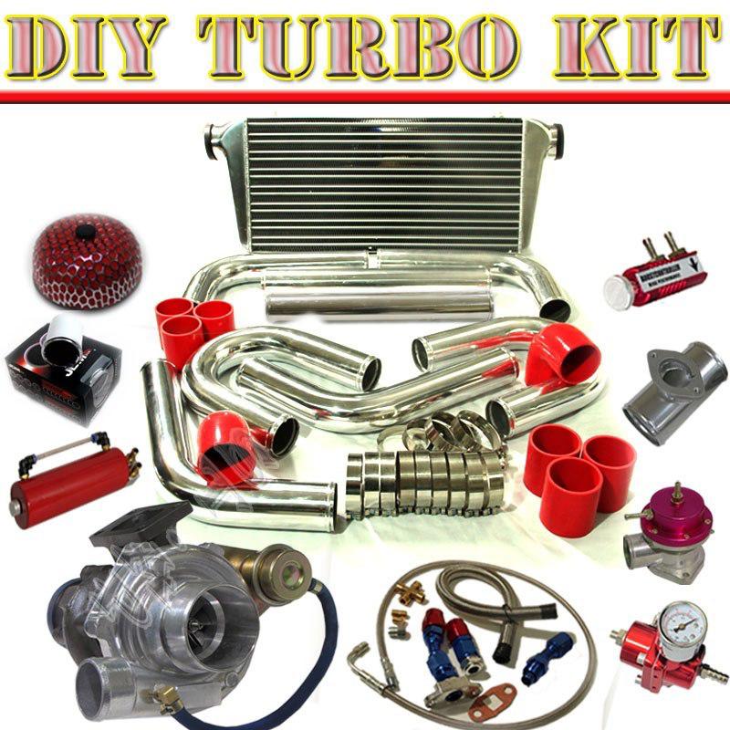 T3/t4 turbo v-band+31" intercooler+2.5" u-pipe piping kit+ fpr+bov type-s c/red