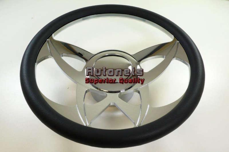 Black leather ninja camaro impala hot street aluminum steering wheel horn