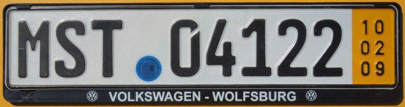 German license plate + volkswagen frame + seal  jetta beetle passat mkv eos vdub