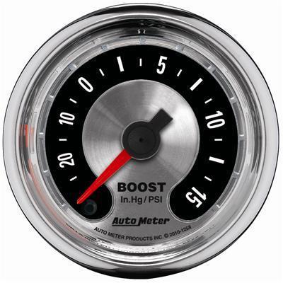 Autometer american muscle electrical boost/vacuum gauge 2 1/16" dia silver face