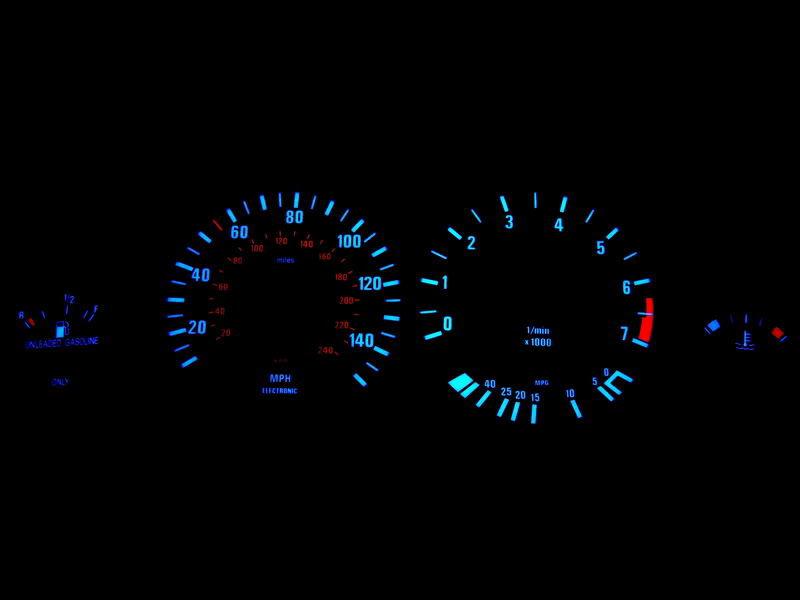 Bmw e30 us 82-94 plasma glow cluster speedo dashboard gauges dials 140 mph bb