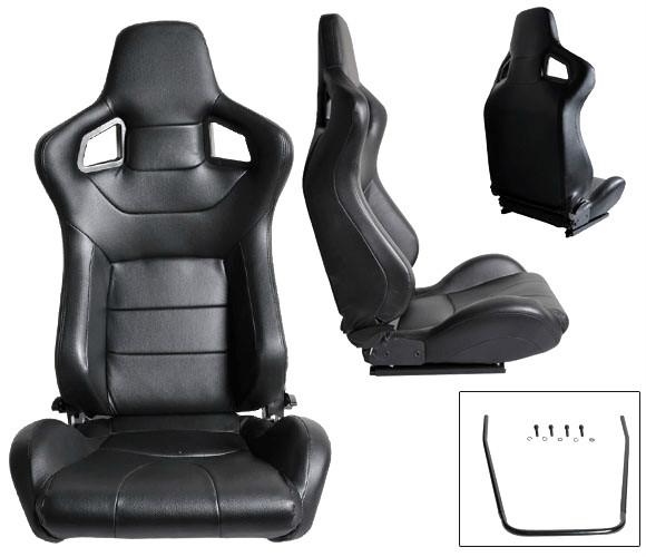 New 2 black pvc leather racing seats reclinable all acura