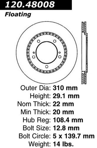 Centric-power slot 127.48008r stoptech sport rotors 99-06 grand vitara xl-7