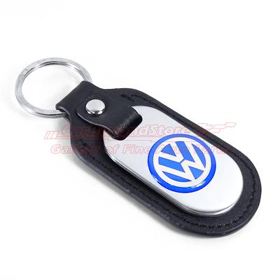 Volkswagen blue dome logo leather key chain, keychain, key ring + free gift