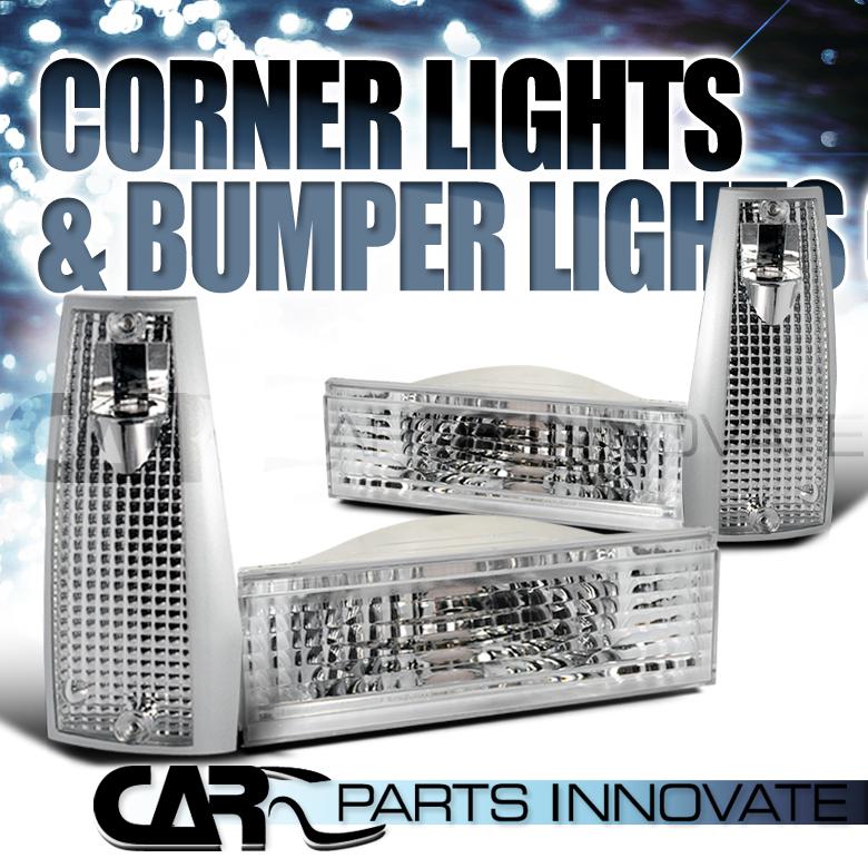 84-96 jeep cherokee clear corner signal lamps+chrome bumper parking lights