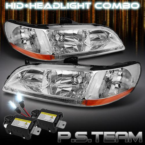 6000k xenon slim hid + 98-02 accord 2/dr crystal headlights lights lamps