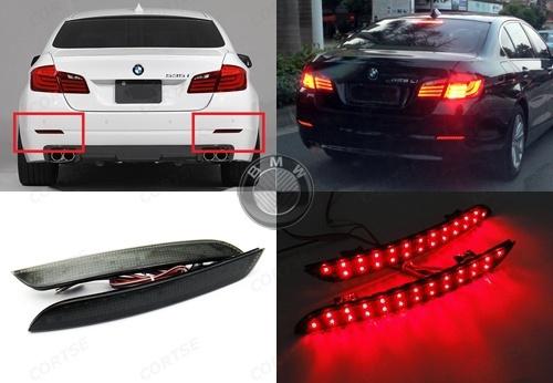 Bmw f10 f11 f18 5-series black smoked lens bumper reflector led tail brake light