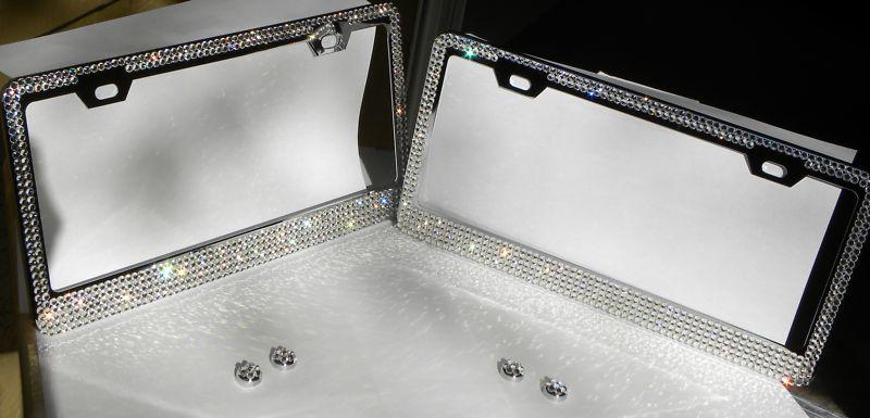  2xswarovski crystals license plate frame 5 rows !!! bling bling bling frame !!!