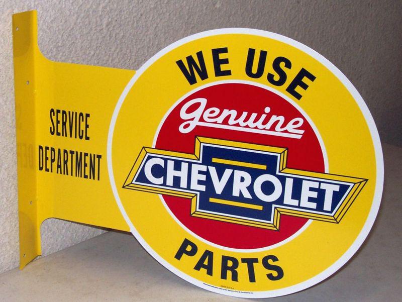 Service dept we use genuine chevrolet parts flange tin sign camaro chevelle nova