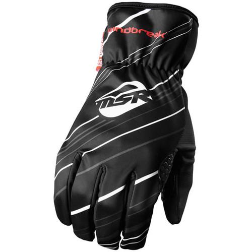 New msr windbreak adult motocross gloves, black, large/lg