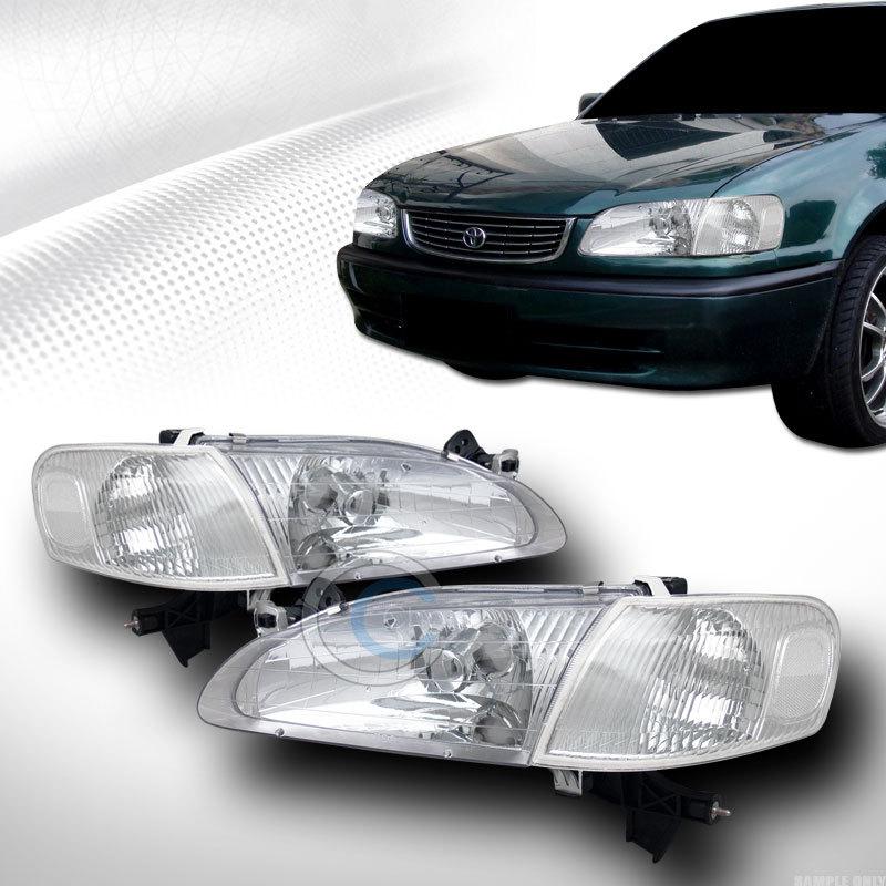 Jdm crystal chrome clear head lights lamps+corner signal dy 98-00 toyota corolla