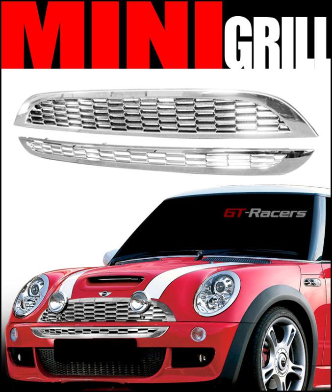 Euro chrome mesh front hood bumper grill grille 2pcs 2001-2005 mini cooper s r53