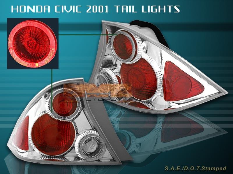 01-03 honda civic tail lights clear halo 2d 2002