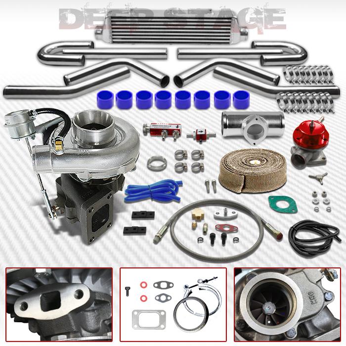 T04e t3/t4 v-band 8pc turbo kit w/intercooler+blow off valve+boost controller