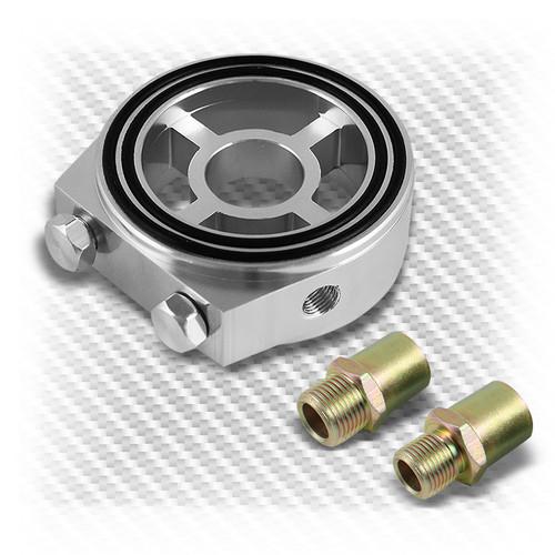 Racing sport jdm silver aluminum m20 oil/gauge filter sandwich adapter plate kit