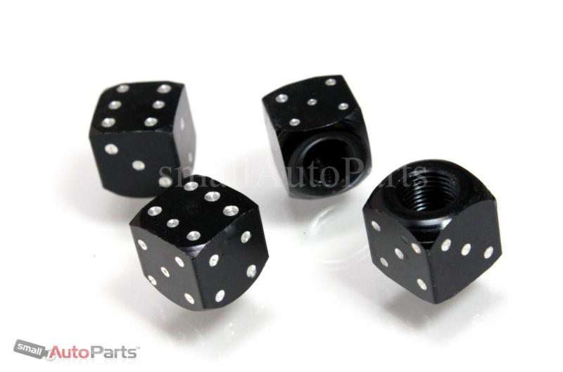 4 black aluminum metal dice tire/wheel stem air valve caps covers for car/truck