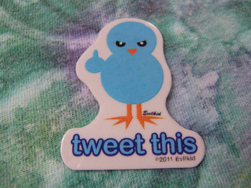 Lot of 25 evilkid tweet this blue chick mini stickers