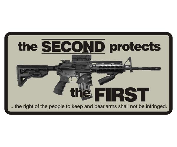 Second protects first ar rifle decal 5"x2.5" 2nd amendment rights sticker zu1