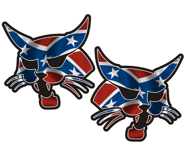 Rebel bobcat decal set 3"x2.9" southern confederate flag truck vinyl sticker zu1