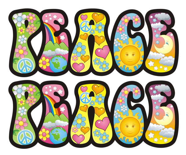 Peace decal set 3"x1.2" sun flower hippie anti war vinyl sticker p4  zu1