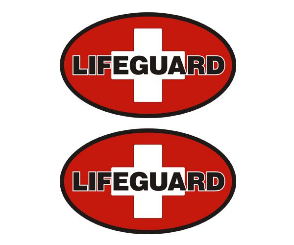 Lifeguard decal set 4"x2.4" swim pool beach rescue medic truck vinyl sticker zu1