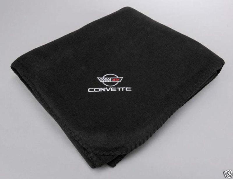 1984-1996 corvette c4 black fleece blanket - new!