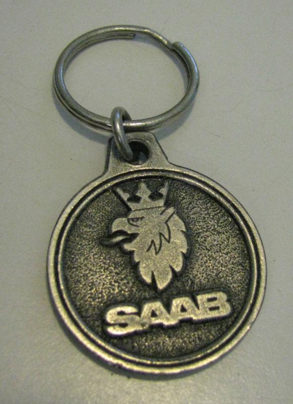 Saab gray metal key chain    